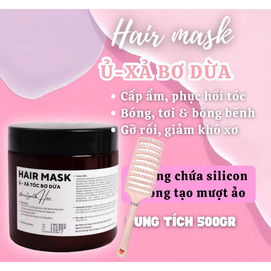 Dầu xả Sữa Dừa phục hồi nuôi dưỡng tóc @beautywithHan kem ủ xả đậm đặc phục hồi tóc hư tổn cấp ẩm