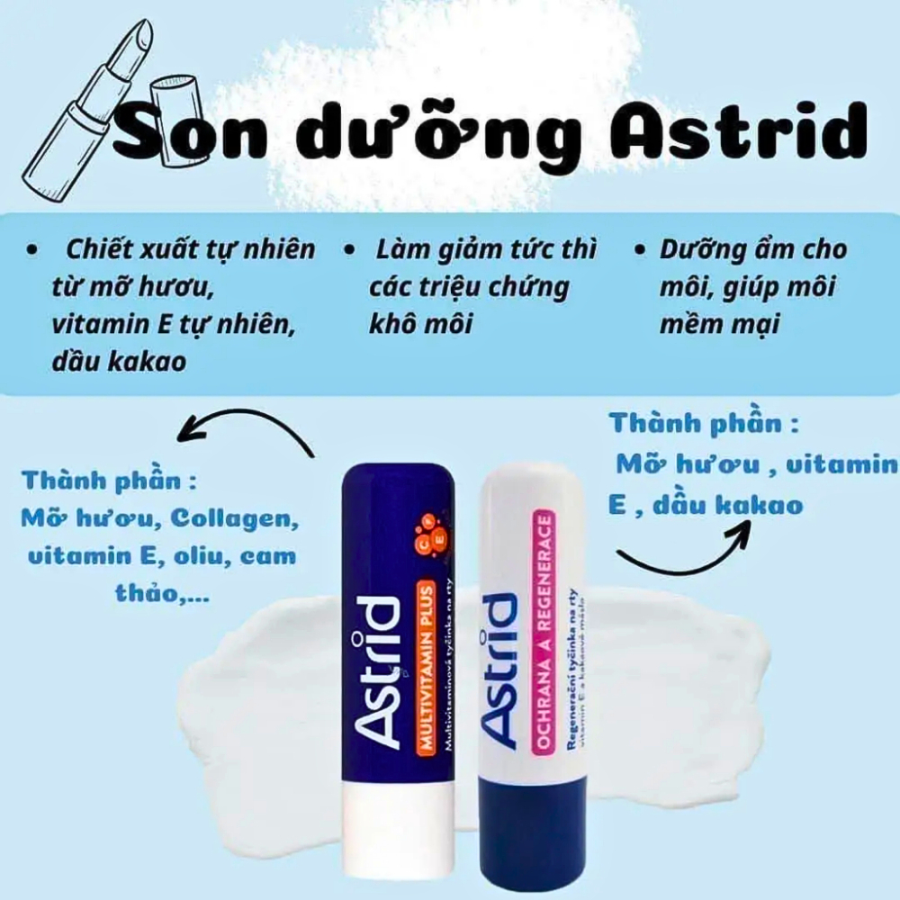 Son Dưỡng Môi Astrid Tái Tạo Môi Từ Mỡ Hươu 4.7g