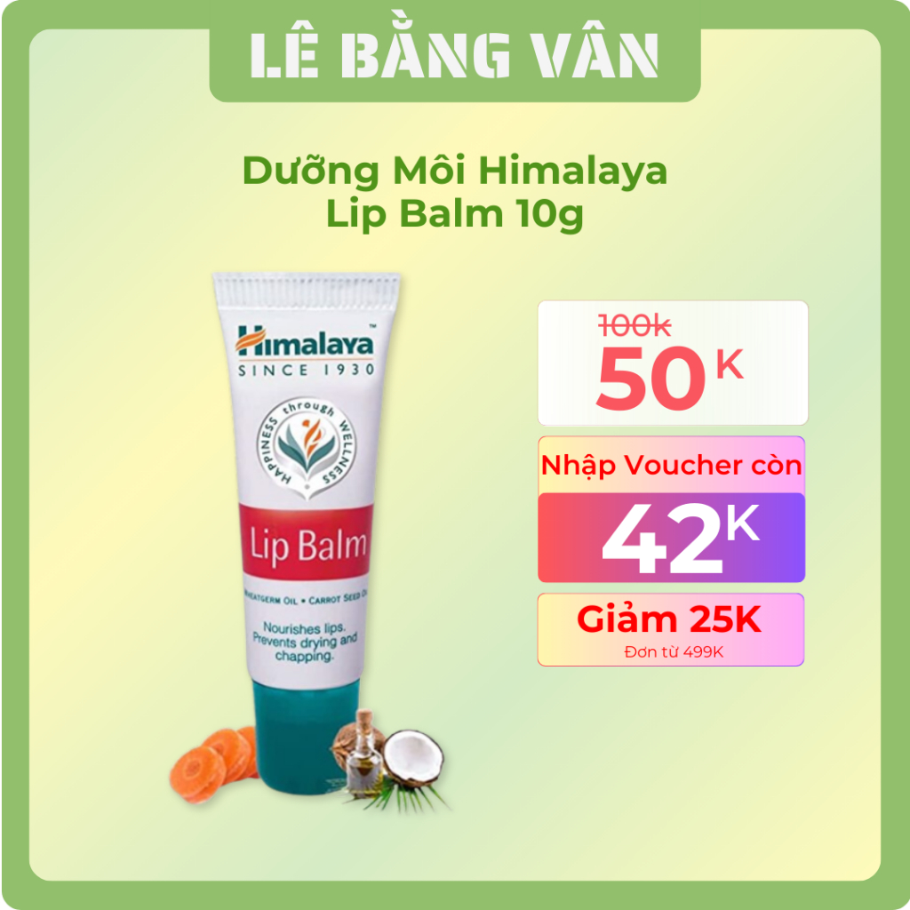 Dưỡng Môi Himalaya Lip Balm 10g Làm Hồng Môi Chiết Xuất Cà Rốt Và Mầm Lúa Mạch Xuất Xứ Ấn Độ | Lê Bằng Vân