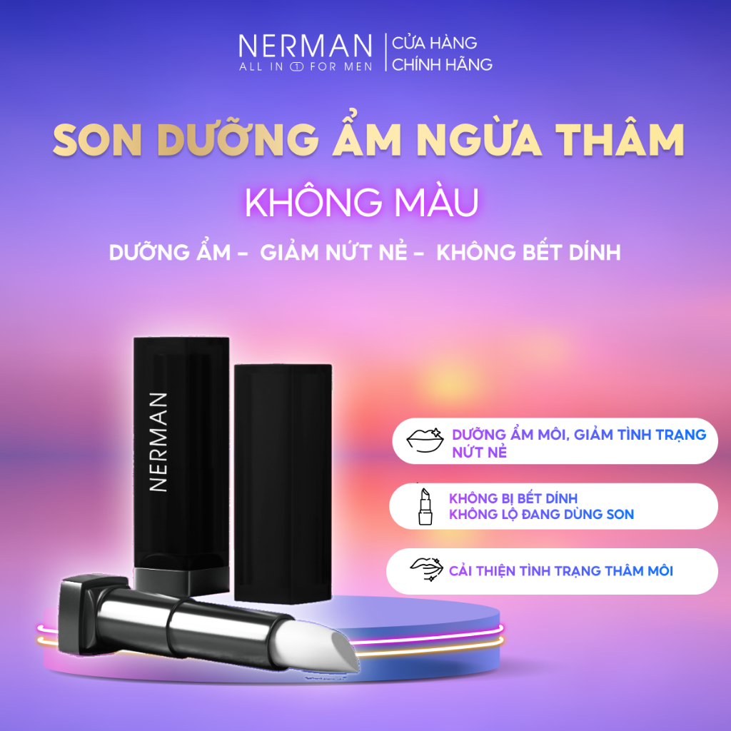 Son dưỡng cho nam Nerman dưỡng ẩm môi,giảm nứt nẻ,không bết dính,hỗ trợ mờ thâm Men in Black 4g