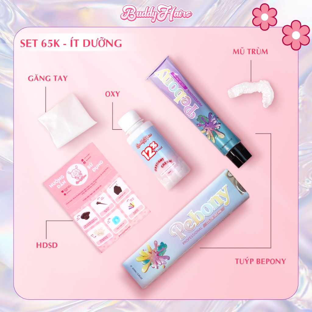 Thuốc nhuộm tóc Nâu lạnh ánh khói không cần dùng Thuốc tẩy tóc của Buddyhairs tặng kèm găng tay, mũ trùm , trợ nhuộm