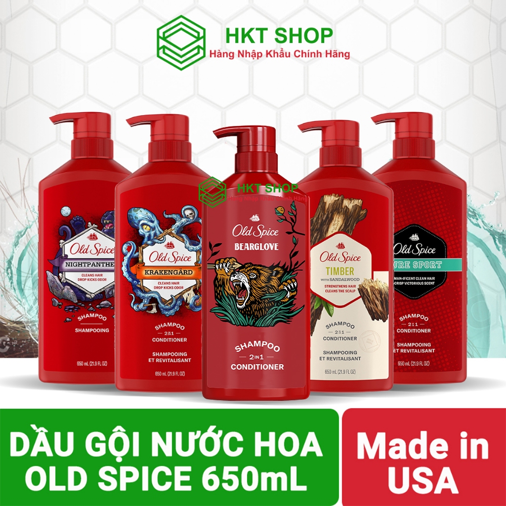 Dầu Gội – Xả OLD SPICE 2in1 Hương Nước Hoa Cho Nam – HKT Shop