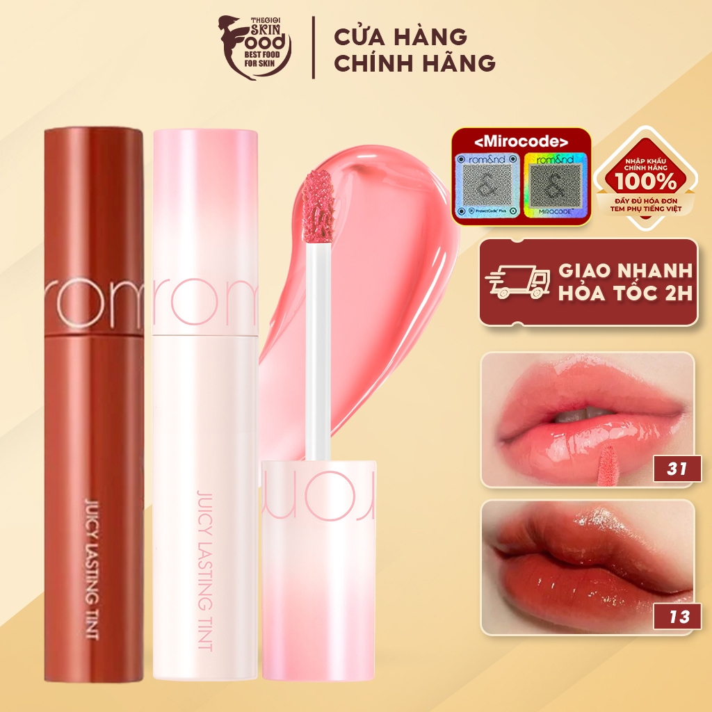 [Full 33 màu] Son Tint Bóng, Siêu Lì, Căng Mọng Môi Hàn Quốc Romand Juicy Lasting Tint 5.5g