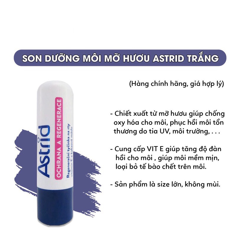 [Mã SKAMLTSM9 giảm 10% đơn 99K] Son dưỡng Astrid – Son dưỡng môi mỡ hươu 4.7g loại fullsize size to