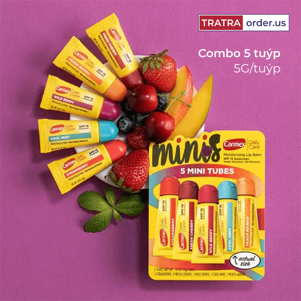 Son dưỡng môi carmex Lip Balm siêu cấp ẩm làm mềm môi, giảm nứt nẻ, chống nắng SPF15 [Đủ bill Mỹ]