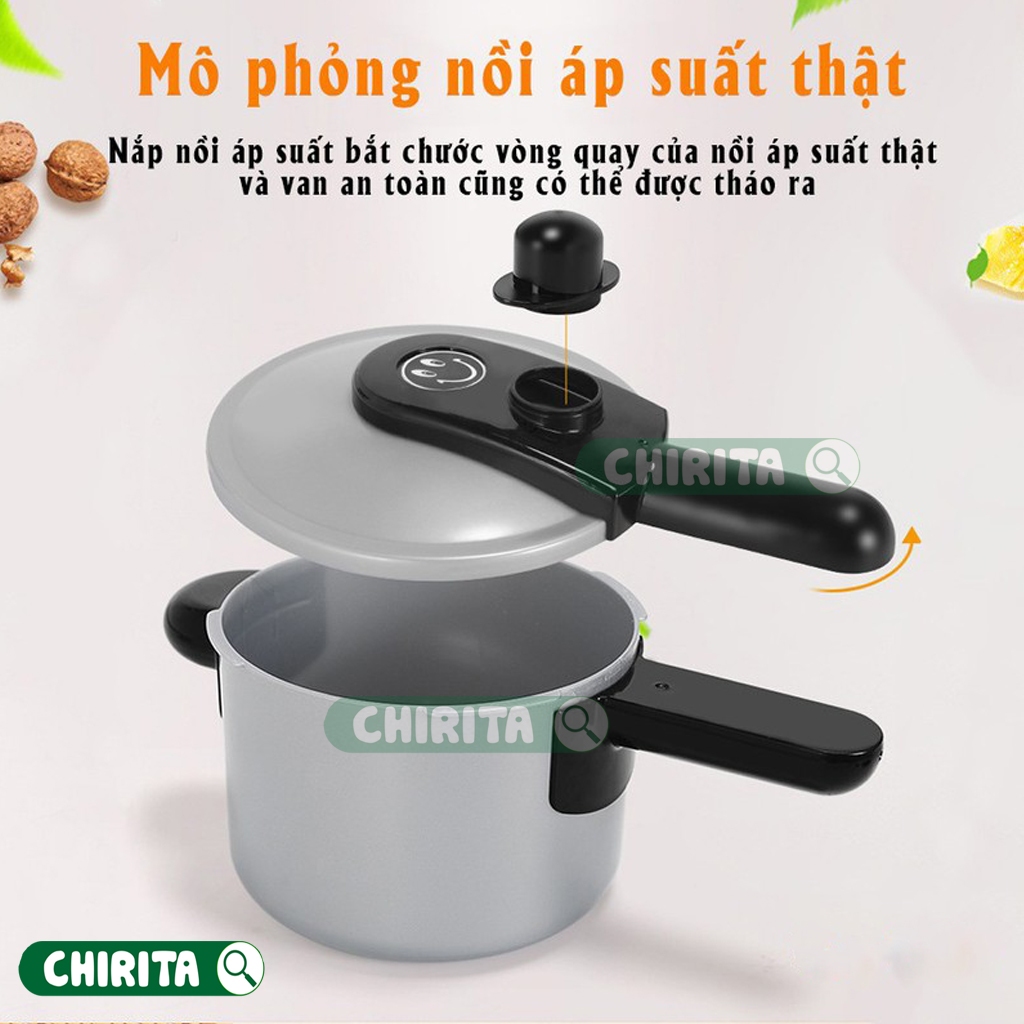 Bộ Đồ Chơi Nấu Ăn Mini Cho Bé 36 Chi Tiết Nồi, Chảo ,Bếp Có Âm Thanh,.. – Đồ Chơi Nấu Ăn Cho Bé Gái Nhôm 10 Món Chirita