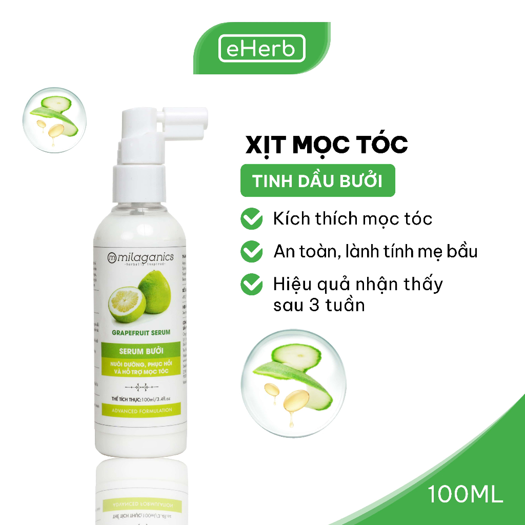 Tinh Dầu Bưởi Ngừa Rụng & Kích Thích Mọc Tóc – Xịt Bưởi Mọc Tóc MILAGANICS 100ml (Chai)