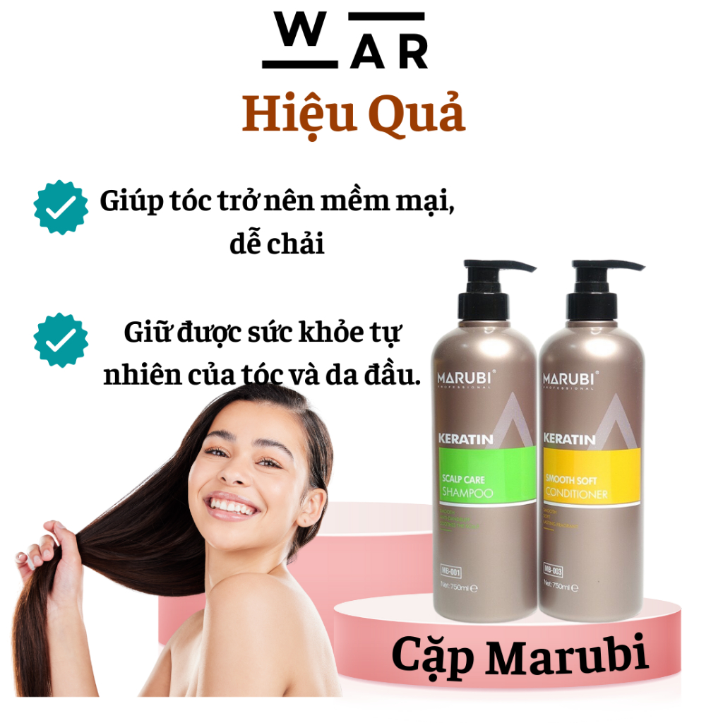 Dầu gội đầu KERATIN MARUBI 750ml cặp dầu gội xả phục hồi hư tổn giảm rụng tóc chính hãng