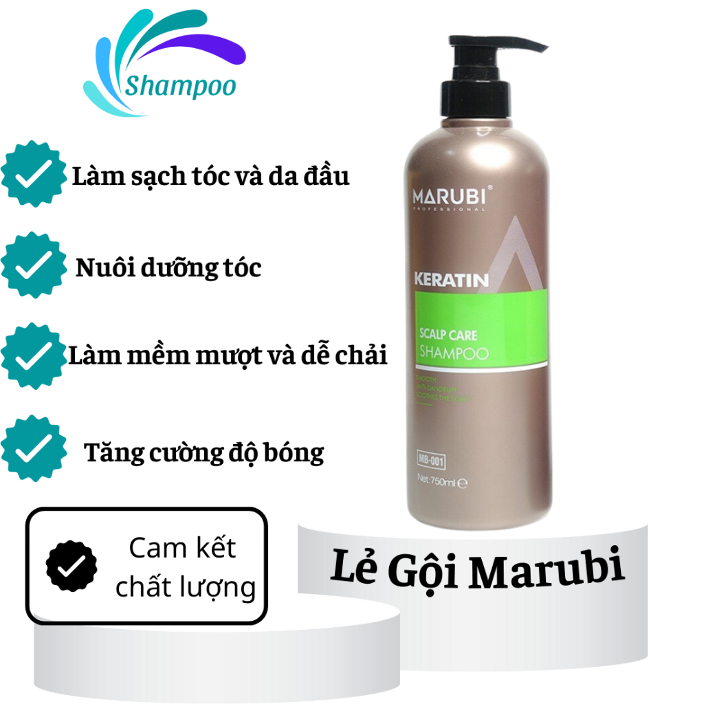 Dầu gội đầu KERATIN MARUBI 750ml cặp dầu gội xả phục hồi hư tổn giảm rụng tóc chính hãng