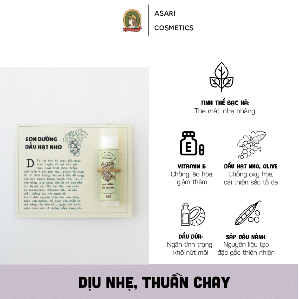 [Có combo kèm son dưỡng] Tẩy da chết môi handmade Asari Cosmetics