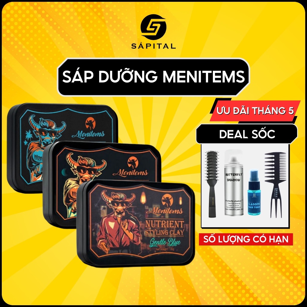 Sáp Vuốt tóc MENITEMS 50/100GR | Sáp dưỡng tạo kiểu tự nhiên, giữ nếp siêu cấp, hương nước hoa lôi cuốn