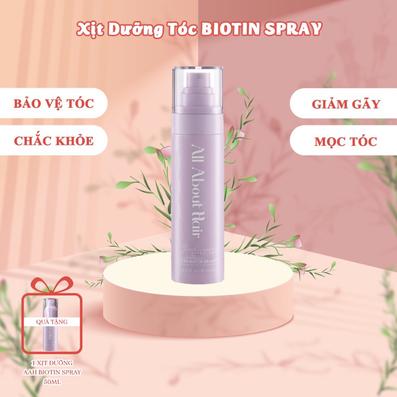 Xịt Dưỡng Tóc Biotin Spray ALL ABOUT HAIR Giảm Rụng Tóc, Kích Mọc Tóc, Tặng Xịt Biotin 50ml