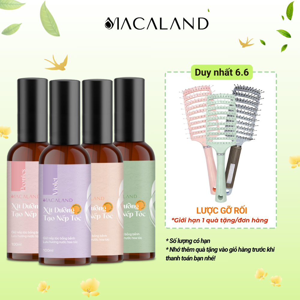 [MUA 1 TẶNG 1] Xịt giữ nếp tạo kiểu và dưỡng tóc 3in1 MACALAND 100ml hương thơm nước hoa cho tóc