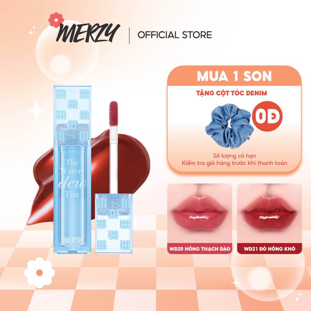 [NEW][Ver 4] Son Tint Bóng Hàn Quốc Bền Màu, Lâu Trôi Cho Đôi Môi Căng Mọng, Ẩm Mịn Merzy The Watery Dew Tint 4g