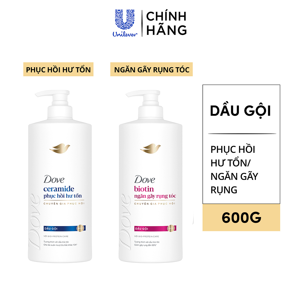 Dầu gội Dove Ceramide Phục hồi hư tổn/ Biotin Ngăn gãy rụng tóc 640G/600G