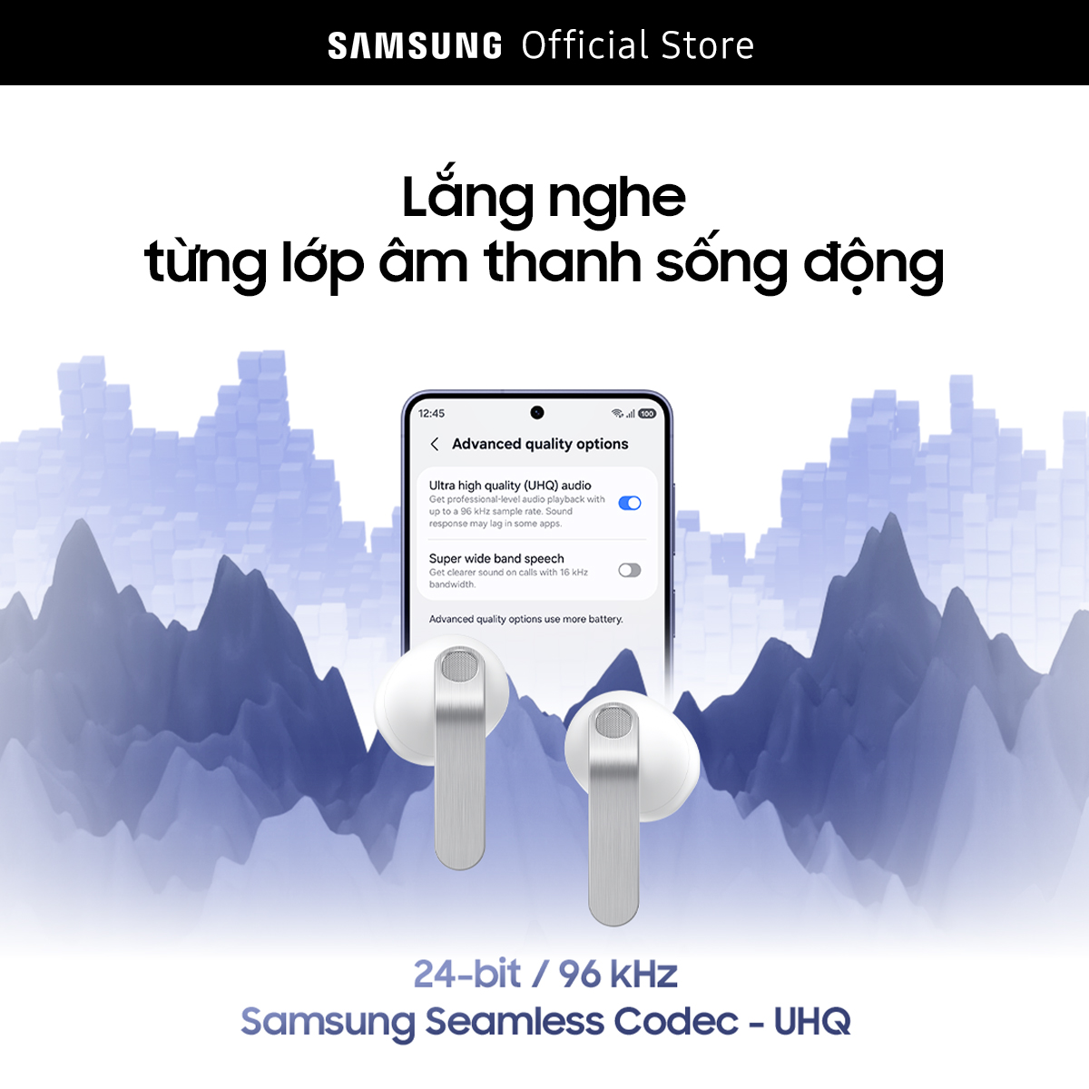 Tai nghe Samsung Galaxy Buds4, Chất âm Hi-Fi đa tầng, Chống ồn chủ động, Galaxy AI đa tác vụ
