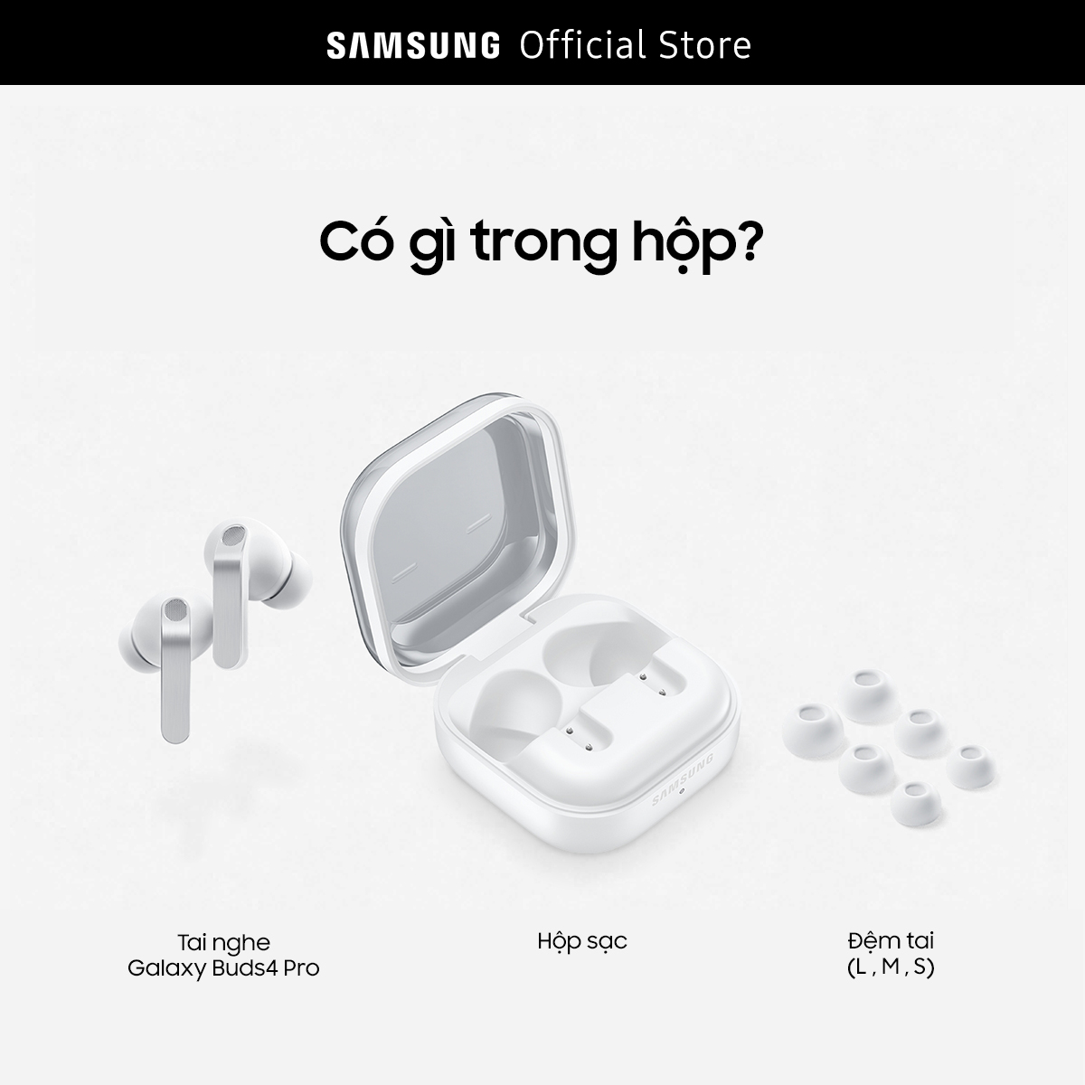 Tai nghe Samsung Galaxy Buds4 Pro, Chất âm Hi-Fi đa tầng, Chống ồn chủ động, Galaxy AI đa tác vụ
