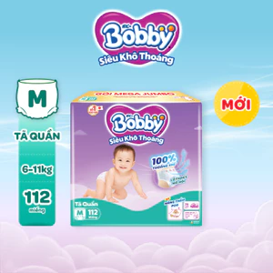Tã quần Bobby Khô Thoáng - 100% Thoáng Khí Mega Jumbo M112/L96/XL84/XXL76