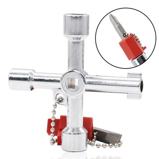 Cờ Lê Chìa Khóa Chữ Thập 4 Trong 1 Có Phụ Kiện Đa Năng Vuông Tam Giác Xe Lửa Điện Hộp Tủ Thang Máy Hợp Kim