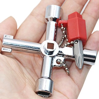Cờ Lê Chìa Khóa Chữ Thập 4 Trong 1 Có Phụ Kiện Đa Năng Vuông Tam Giác Xe Lửa Điện Hộp Tủ Thang Máy Hợp Kim