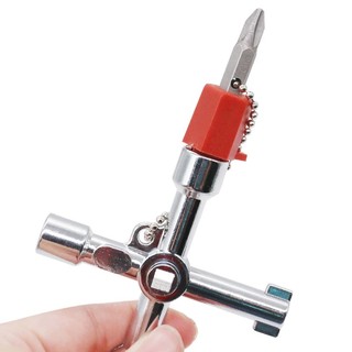 Cờ Lê Chìa Khóa Chữ Thập 4 Trong 1 Có Phụ Kiện Đa Năng Vuông Tam Giác Xe Lửa Điện Hộp Tủ Thang Máy Hợp Kim