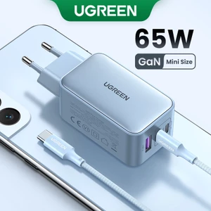 Bộ sạc USB C UGREEN 65W Nexode 3 cổng Khối sạc GaN Bộ sạc tường nhỏ gọn có thể gập lại Tương thích với Dell XPS iPhone 14 Pro Max iPad Pro / Air Galaxy S23 S22 S21