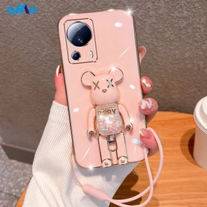 Ốp Điện Thoại Dẻo Mạ Màu 6D Sang Trọng Có Giá Đỡ Hình Gấu Cho Xiaomi 13 Lite 13 Pro 13 Xiaomi 12T Pro 12T 12 Lite
