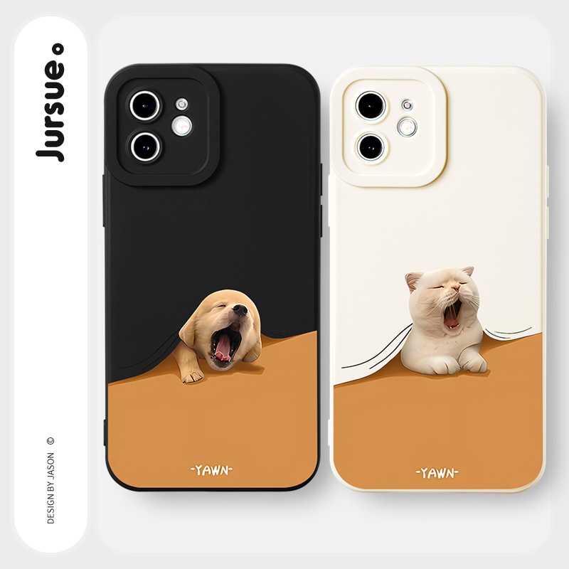Ốp lưng JURSUE mềm chống bẩn hoạt hình cặp đôi dễ thương đẹp nam nữ Cho iPhone 17 Air 16 15 14 13 12 11 Pro Max SE 2020 X XR XS ip 8 7 Plus Y3065