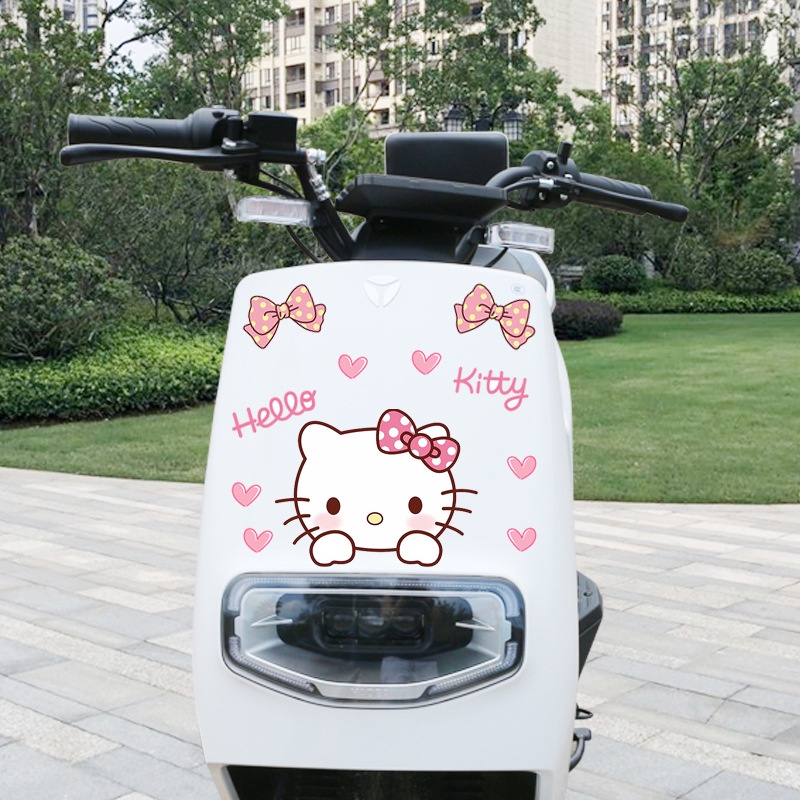 Hl Miếng Dán Trang Trí Mũ Bảo Hiểm Xe Mô Tô Hình Mèo kitty Dễ Thương