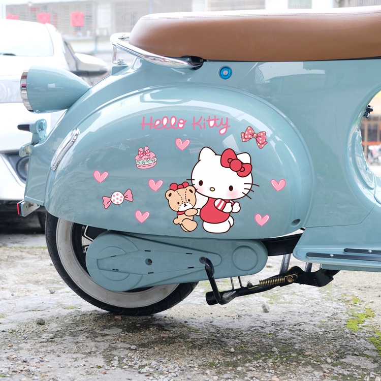 Hl Miếng Dán Trang Trí Mũ Bảo Hiểm Xe Mô Tô Hình Mèo kitty Dễ Thương
