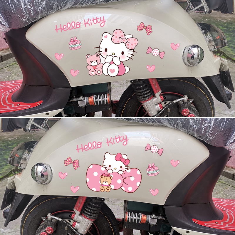 Hl Miếng Dán Trang Trí Mũ Bảo Hiểm Xe Mô Tô Hình Mèo kitty Dễ Thương