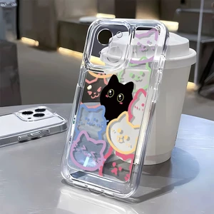 Ốp Điện Thoại Bảo Vệ Toàn Diện Họa Tiết Mèo Dành Cho iphone 15 pro 14 promax 14 pro 12 12 pro max 13 13pro 13 pro max Ốp Điện Thoại Mềm Trong Suốt Chống Rơi Cho Iphone 7 8plus xs max 7 8plus