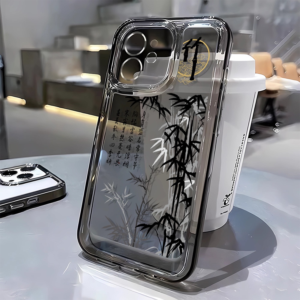 Iphone 16 15 pro 14 promax 14 pro 12 12 pro MAX 13 13pro 13 pro MAX XS Ốp điện thoại tre cổ điển trong suốt chống rơi 7 8Plus vỏ mềm XS MAX