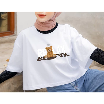 KHUYẾN MÃI Áo crop top Oversize dành cho nữ thanh lịch cỡ Jumbo M / L / XL / XXL Áo thun nữ mới nhất Jumbo Áo thun nữ trơn Áo nữ Crop top crop tee phong cách Hàn Quốc Thương hiệu Nhập khẩu Relax Bear 