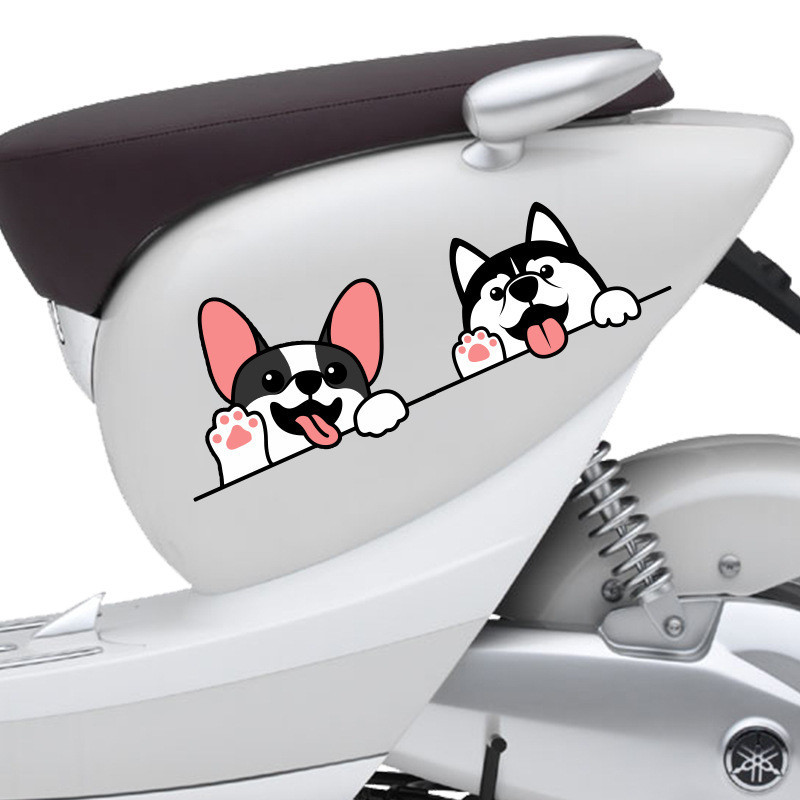 Nhãn dán hoạt hình sáng tạo HL để chống thấm, nhãn dán xe chó con và chó dễ thương, trang trí thân gương chiếu hậu ô tô, trang trí vết xước xe máy điện, sơn dán