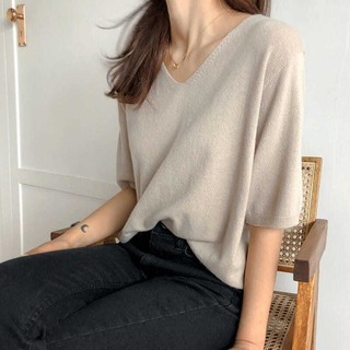 Đầm Mùa Hè Băng Lụa Dệt Kim Nữ Mỏng Phong Cách Mùa Hè Cổ Chữ v Bên Ngoài Mặc Rời Đáy Nửa Tay @ -
