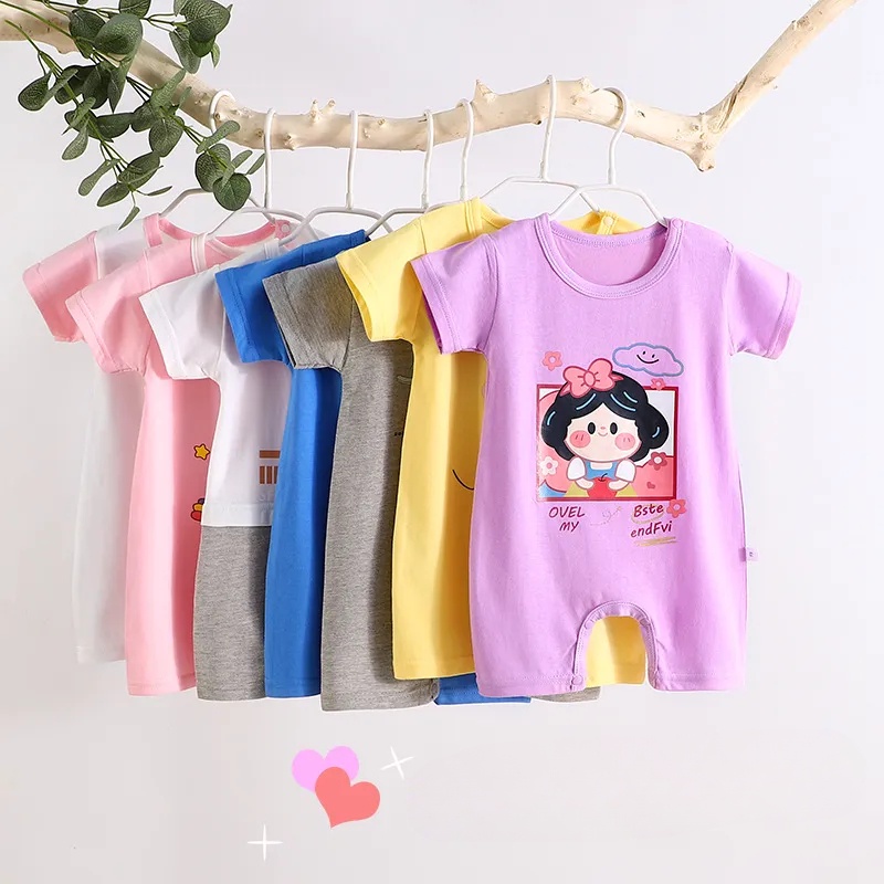 Bộ Jumpsuit Trẻ Em Cotton Nguyên Chất Mùa Hè Phong Cách Mới Phiên Bản Hàn Quốc Bé Trai Mỏng Phong Cách Nữ Tay Ngắn Áo Liền Quần Trẻ Em 3