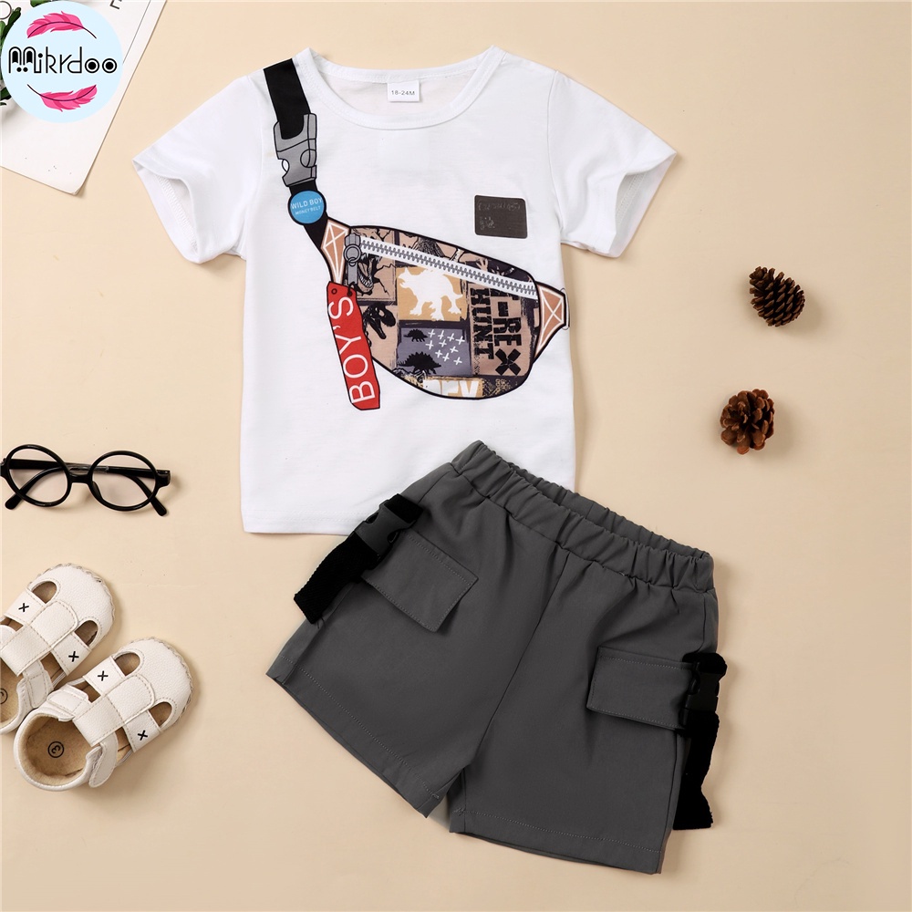 Set đồ mùa hè 2 món MIKRDOO gồm áo thun tay ngắn và quần ngắn phong cách thể thao cho bé trai 1-6 tuổi