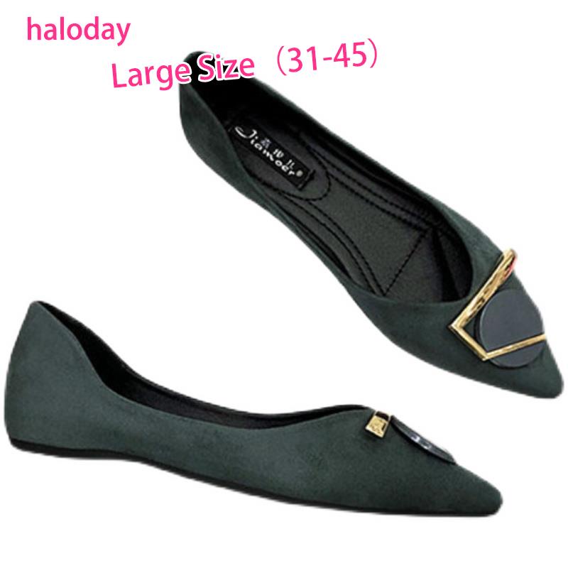 (((31-45) Giày Nữ Size Lớn✨Giày Mũi Nhọn Phẳng Mùa Xuân Đế Bằng Thoải Mái Mặc Ngoài Trời Phù Hợp Với Phong Cách Nữ Nhẹ Nhàng Cổ Tích Giày Nhỏ Size 31-34