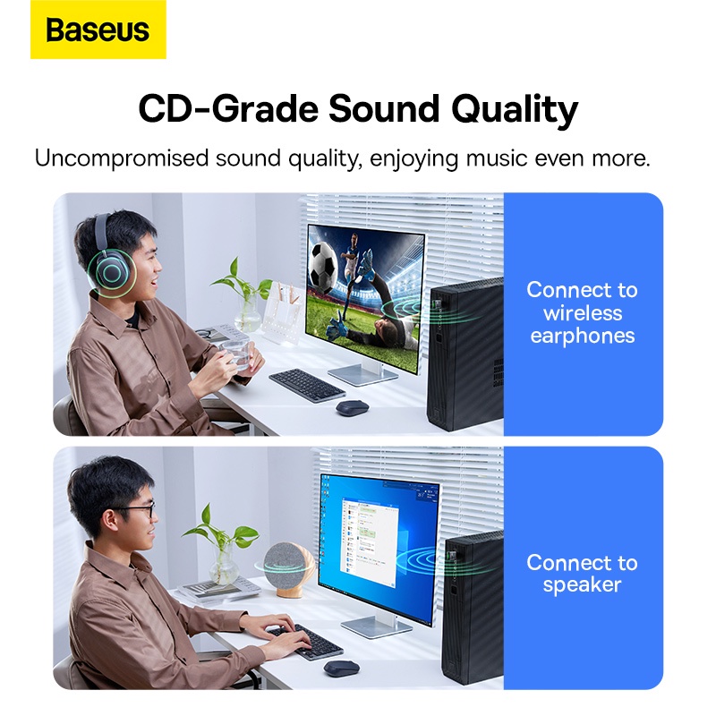 Đầu chuyển đổi không dây BASEUS BA07 USB bluetooth 5.3 độ phân giải cao thích hợp cho loa máy tính xách tay máy tính bàn