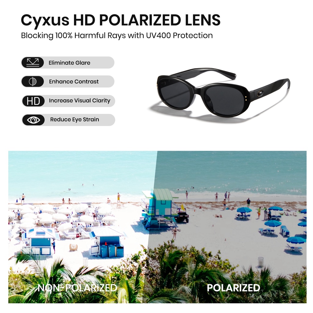 Cyxus Kính Mát Retro Gọng Oval Thời Trang Chống Tia UV400 Cho Cả Nam Và Nữ Phù Hợp Đi Biển Và Hoạt Động Ngoài Trời 1057