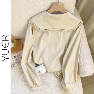 Áo Sơ Mi Cổ Bẻ Dáng Rộng Thêu Hoa Thời Trang Hàn Quốc Xinh Xắn Cho Nữ