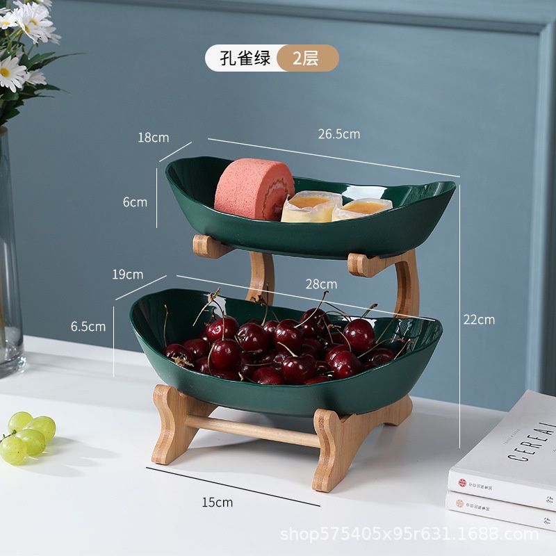 Giỏ Đựng Trái Cây Khung Gỗ Đứng Nhiều Lớp Kẹo Ăn Nhẹ Đĩa Trái Cây Kệ Bàn Trang Trí