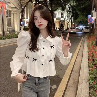 Áo Sơ Mi Trắng Tay Dài Dáng Rộng Phong Cách Hàn Quốc Cho Nữ Baju Baju Wanita Lengan Panjang Hàng Mới Có Sẵn