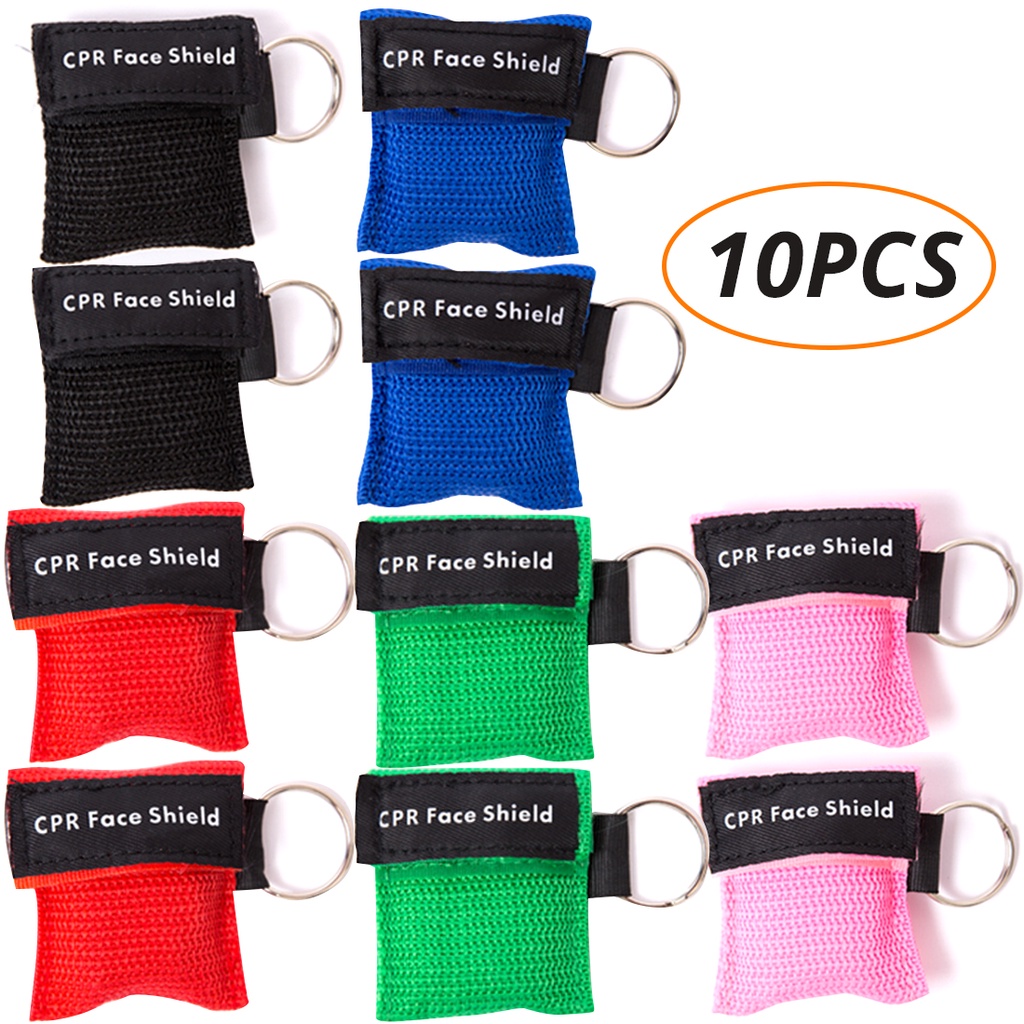 10 Packs CPR Pocket Mask Keychain, CPR Face Shield with One Way Valve