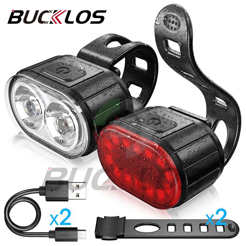 BUCKLOS Đèn LED Xe Đạp Đèn Hậu Chống Nước Đi Đêm Đèn Cảnh Báo MTB Đèn Xe Đạp Đường Bộ USB Di Động Sạc