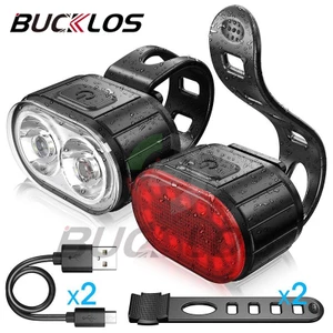 BUCKLOS Đèn LED Xe Đạp Đèn Hậu Chống Nước Đi Đêm Đèn Cảnh Báo MTB Đèn Xe Đạp Đường Bộ USB Di Động Sạc