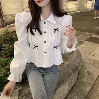 Áo Sơ Mi Trắng Tay Dài Dáng Rộng Phong Cách Hàn Quốc Cho Nữ Baju Baju Wanita Lengan Panjang Hàng Mới Có Sẵn