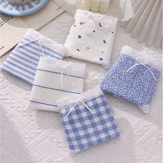 Quần Lót Cotton Mỏng Lưng Vừa Đính Nơ Họa Tiết Bầu Trời Xanh Dương Thời Trang Mùa Hè Cho Nữ