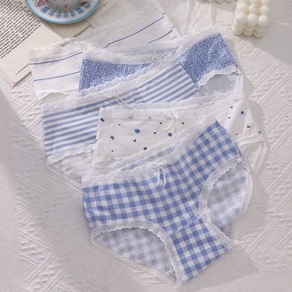 Quần Lót Cotton Mỏng Lưng Vừa Đính Nơ Họa Tiết Bầu Trời Xanh Dương Thời Trang Mùa Hè Cho Nữ